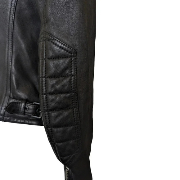 Burberry Brit Biker Jacket in Black Lambskin Leather Size 4 - Picture 8 of 16